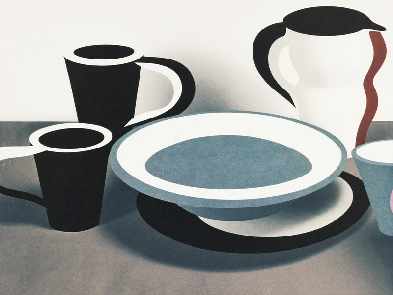 Illustration eines Materialdetails aus Keramik und Holz